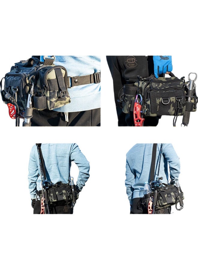 Grsaed Multifunctional Bag, Waist Pack, Crossbody Bag, Rod Holder, Fishing Tackle Bag, Fishing Rod Bag, Accessory Storage Bag, Army Green - Image 2