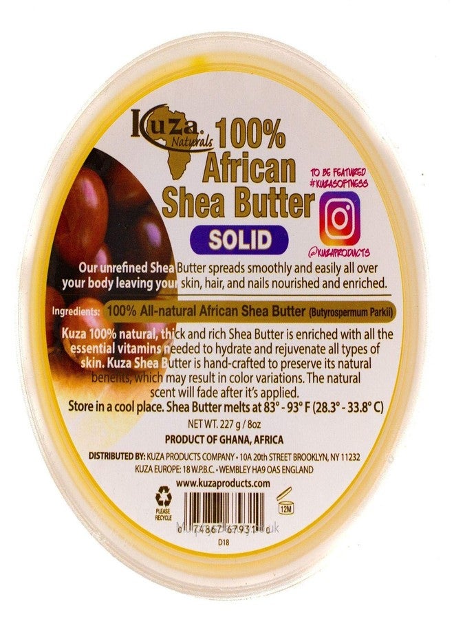 Kuza 100% African Shea Butter - Creamy, White - for Skin, Hair and Nails, 8 oz
