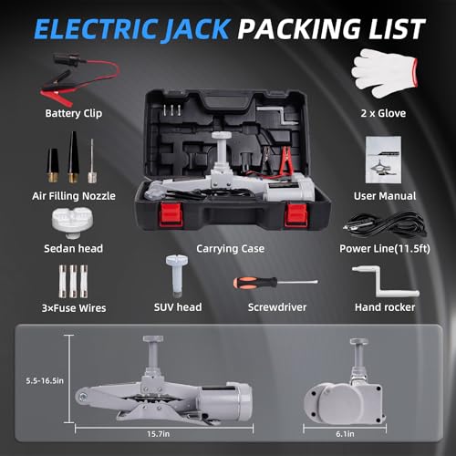 STANDTALL Electric Car Jack 3T Scissor Floor Jack Set 12V Automatic Vehicle Lift Kit for Road Emergency Tire Change Car Repair Tool for Sedans and SUV Gray - Image 5