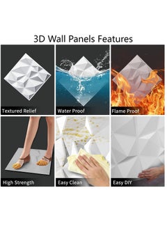 Generic 3D Wall Panels (10PCS), 30CM x 30CM PVC Waterproof Wall Panel Diamond Textured Modern Decor Wall Tiles Accent Wall Panels for Living Room Bedroom Hotel Office  - Image 2
