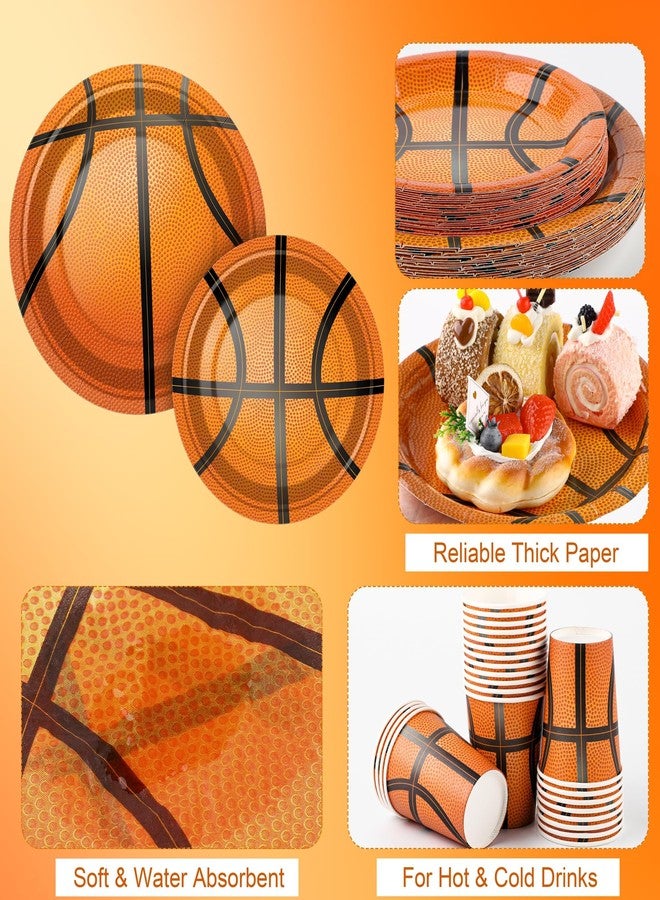 Kochorie 96 Pieces Basketball Party Supplies Basketball Paper Plates and Napkins Cups Birthday Party Decorations Disposable Tableware Set for Sports Theme Decorations Serve 24 Guests - Image 3