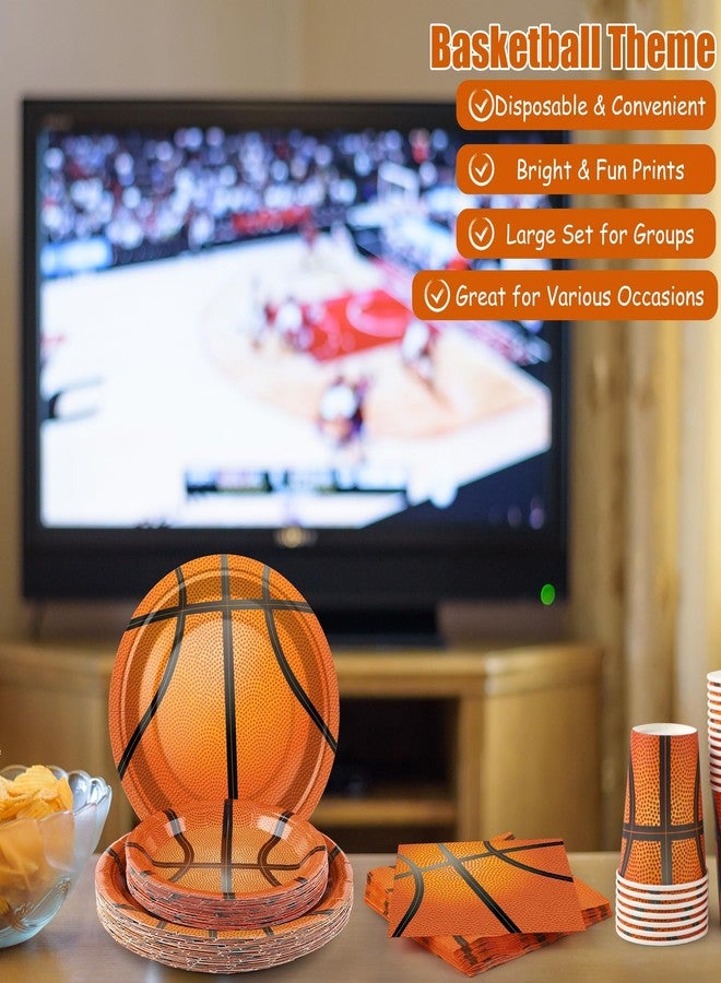 Kochorie 96 Pieces Basketball Party Supplies Basketball Paper Plates and Napkins Cups Birthday Party Decorations Disposable Tableware Set for Sports Theme Decorations Serve 24 Guests - Image 4