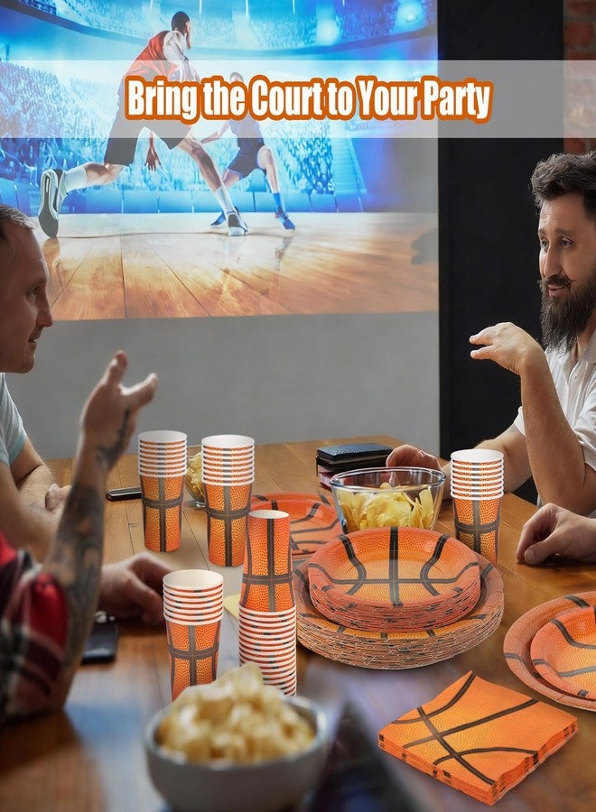 Kochorie 96 Pieces Basketball Party Supplies Basketball Paper Plates and Napkins Cups Birthday Party Decorations Disposable Tableware Set for Sports Theme Decorations Serve 24 Guests - Image 5