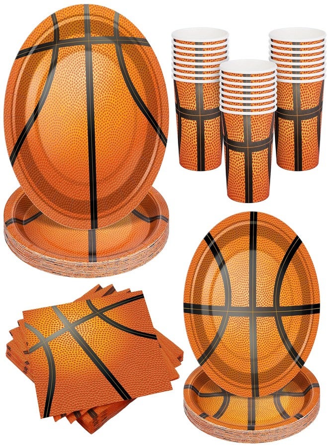 Kochorie 96 Pieces Basketball Party Supplies Basketball Paper Plates and Napkins Cups Birthday Party Decorations Disposable Tableware Set for Sports Theme Decorations Serve 24 Guests - Image 1