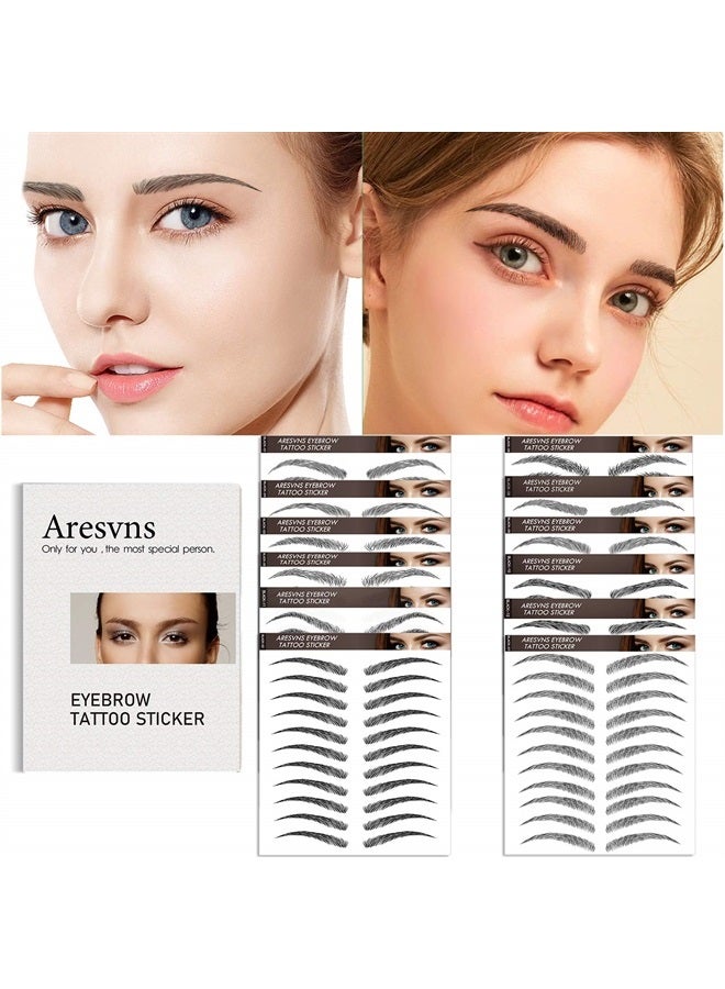 Aresvns Black Eyebrows Tattoo Sticker 132 Pairs! 4D tattoo Eyebrows Long-lasting and Waterproof,12 Popular Eyebrow Shapes,Lifelike Imitation Eyebrows Christmas Gift - Image 2