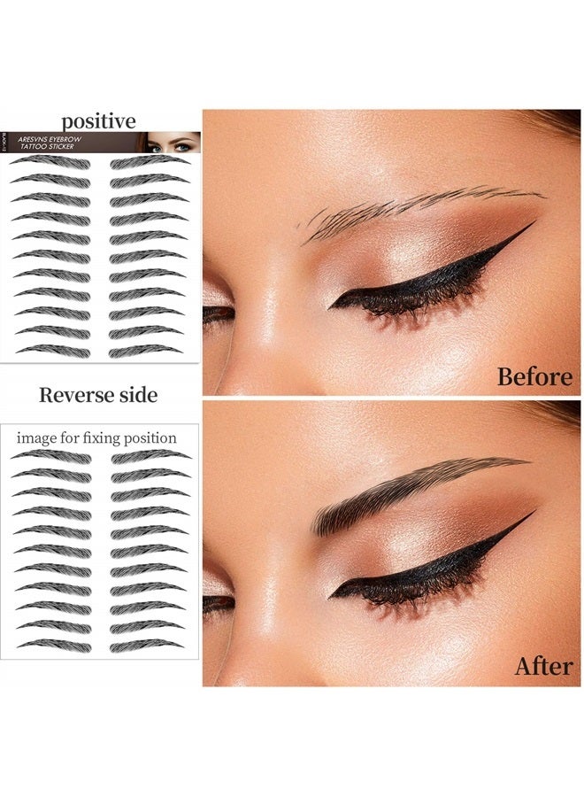 Aresvns Black Eyebrows Tattoo Sticker 132 Pairs! 4D tattoo Eyebrows Long-lasting and Waterproof,12 Popular Eyebrow Shapes,Lifelike Imitation Eyebrows Christmas Gift - Image 3