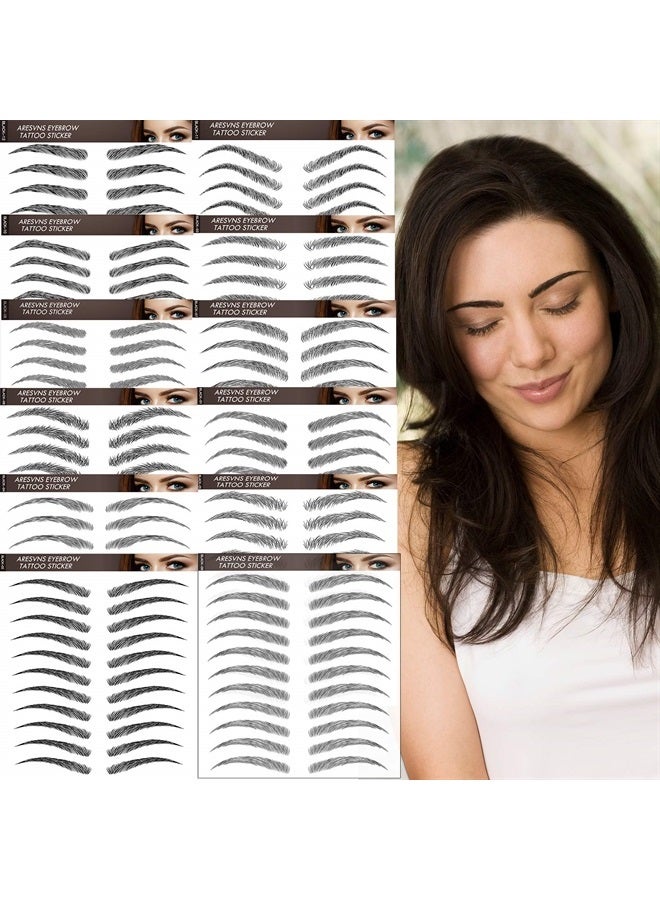 Aresvns Black Eyebrows Tattoo Sticker 132 Pairs! 4D tattoo Eyebrows Long-lasting and Waterproof,12 Popular Eyebrow Shapes,Lifelike Imitation Eyebrows Christmas Gift - Image 1