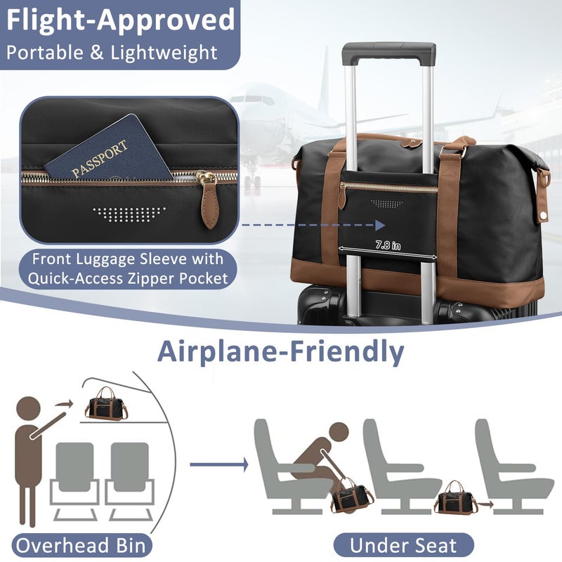ELONGRIVER Travel Duffle Bag for Women, Weekender Bags, Hospital Bag for Labor Delivery, Lightweight Tote Duffel Overnight Bag with Luggage Sleeve, Airplane Travel Bags with Toiletry Bag,X-Large,Black - Image 3