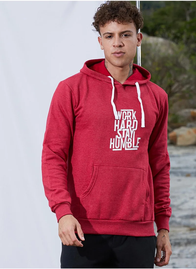 كامبوس سوترا Men's Red Work Hard Stay Humble Hoodie