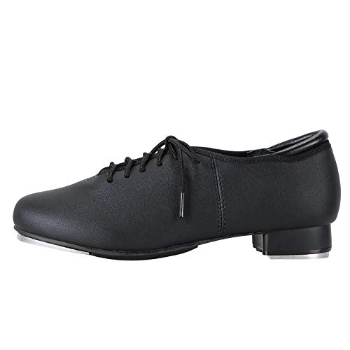 Linodes PU Leather Lace Up Tap Shoe Dance Shoes for Women and Men's Dance Shoes-Black-6M - Image 2