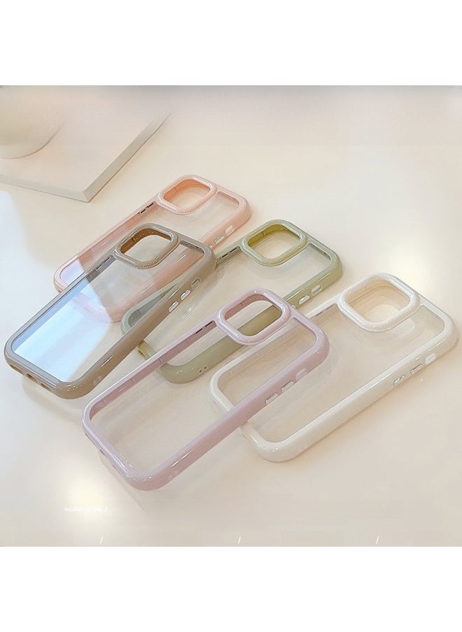 Cream For 14ProMax Apple Phone Case IPhone13 Acrylic 15 Simple Advanced 16 Hard Case-Color:Black Edge-Applicable Model:14promax
