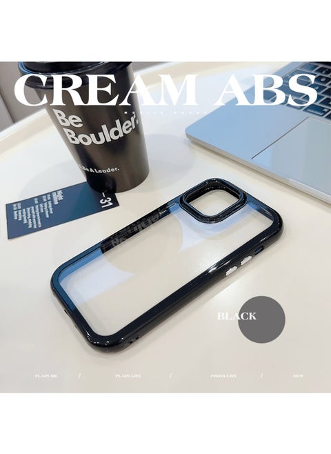 Cream For 14ProMax Apple Phone Case IPhone13 Acrylic 15 Simple Advanced 16 Hard Case-Color:Black Edge-Applicable Model:14promax
