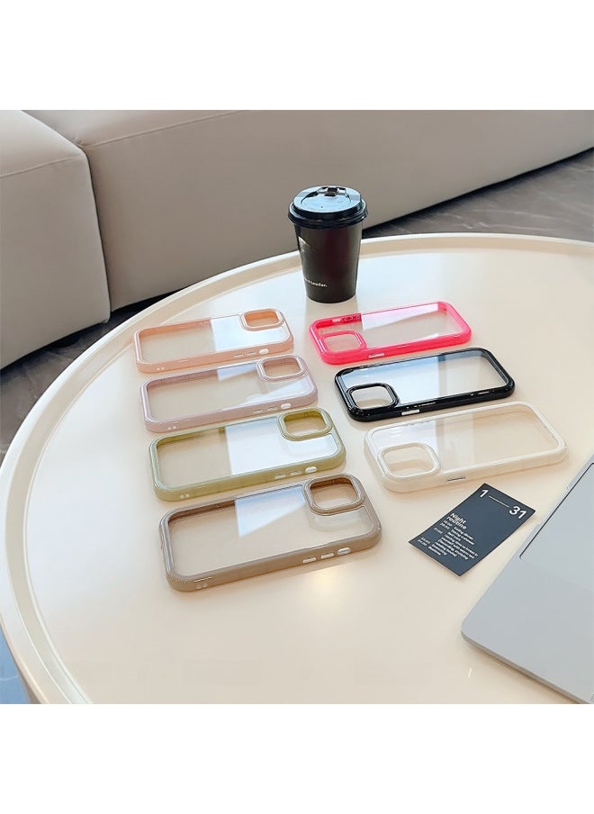 Cream For 14ProMax Apple Phone Case IPhone13 Acrylic 15 Simple Advanced 16 Hard Case-Color:Black Edge-Applicable Model:14promax