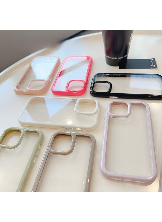 Cream For 14ProMax Apple Phone Case IPhone13 Acrylic 15 Simple Advanced 16 Hard Case-Color:Black Edge-Applicable Model:14promax