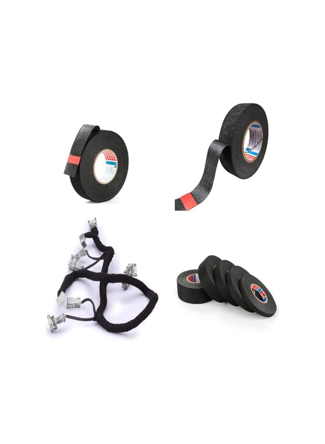 promass 5 Rolls of Wire Insulation Tape for Car Wiring Harness Protection, 15m Black Non-woven Heat-Resistant Self-Adhesive Flame Retardant Tape, 9/15/19/25/32mm - Image 4