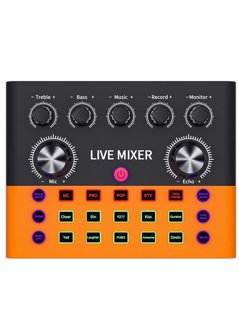 POWER LIFE Live Sound Card with DJ Mixer Effects & Voice Changer, F993 Live Sound Card Audio Mixer, Professional Sound Mixer Board, LED Light Voice Changer Sound Card with Multiple Sound Effects  - Image 1