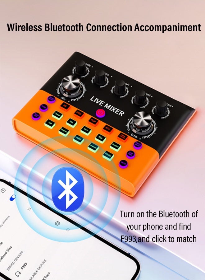 CubeG F993 Live Sound Card DSP Chip Ten Ambient Sounds Four Kinds of Sound Changes Live Broadcast For DJ Mixer Music Recording Guitars TikTok Facebook YouTube USB Bluetooth - Image 4