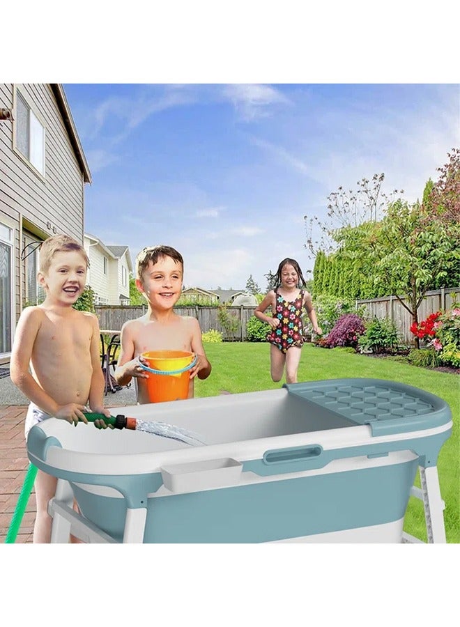 DubaiGallery حوض استحمام قابل للطي محمول للأطفال البالغين حوض استحمام كبير مستقل من البلاستيك دلو استحمام للبالغين مع غطاء - Image 5