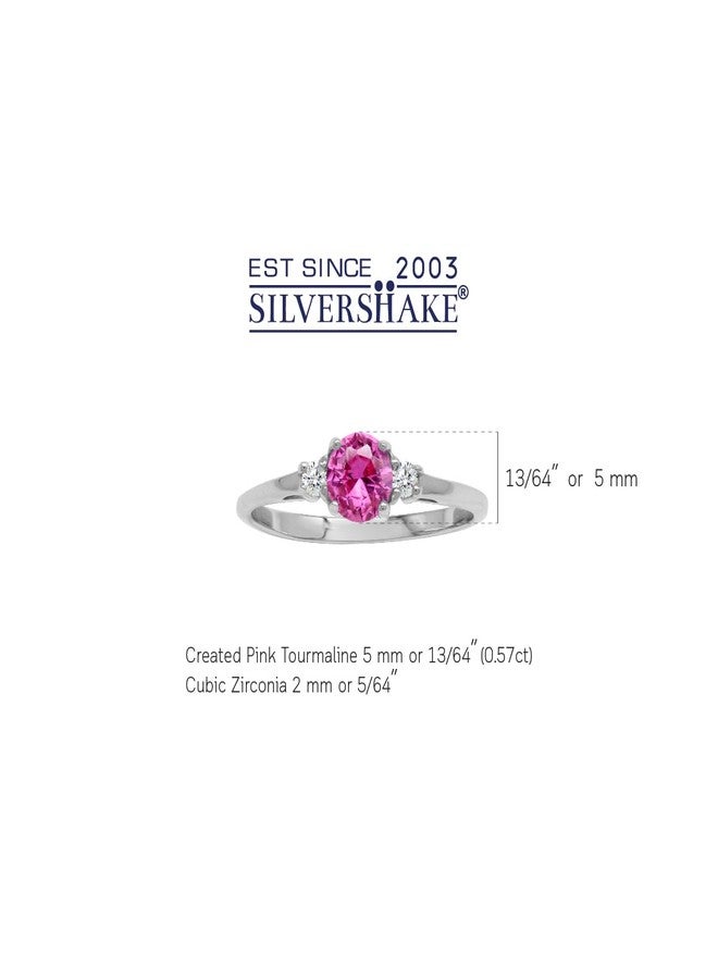 Silvershake 5mm Petite Round Shape Created Pink Tourmaline 925 Sterling Silver Promise Ring Jewelry for Women October Gemstone Birthstone Size 7.5 - Image 3