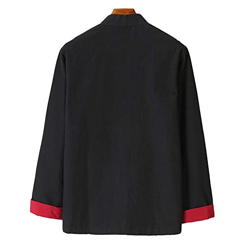 ZooBoo Mens Martial Arts Kung Fu Jacket Tang Suit (M, Black+Red) - Image 3