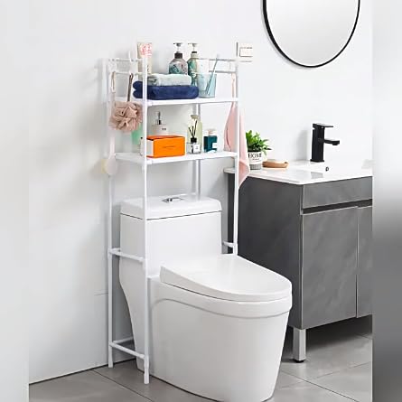 Ketumal Ketumal 2 Shelf Bathroom Space SaverOver The Toilet RackBathroom Corner Stand Storage Racks Organizer AccessoriesThe Washing Machinewith HoksBathroom Tower Shelf 