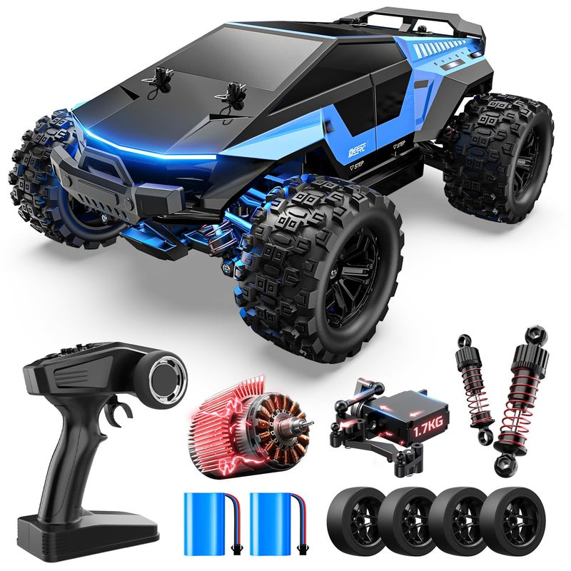 DEERC H16R Brushless Fast RC Cars,1:16 52KM/H High Speed Remote Control Car,4X4 All Terrains RC Monster Truck,Waterproof Off-Road Hobby Electric Vehicle Car Gift for Adults Boys,2 Li-ion Batteries - Image 1