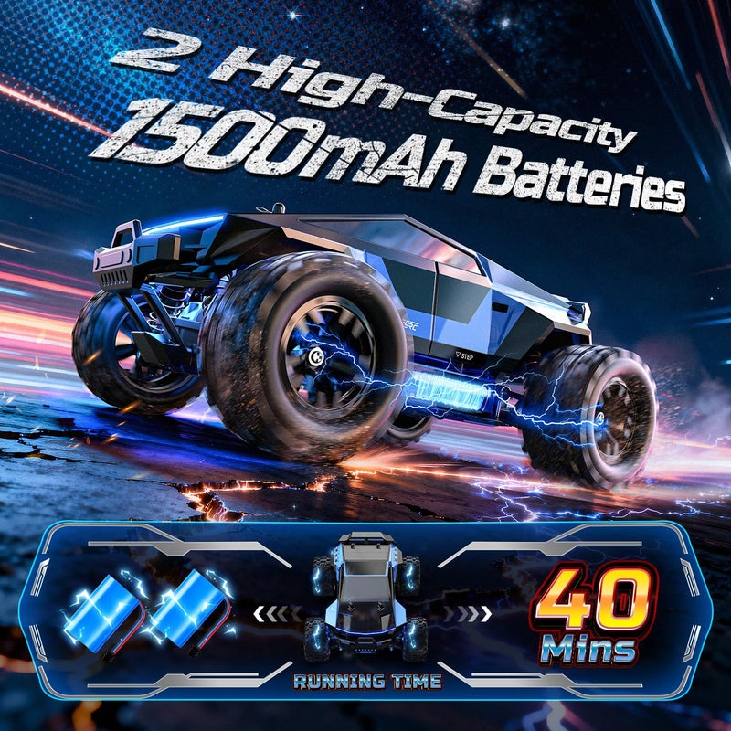DEERC H16R Brushless Fast RC Cars,1:16 52KM/H High Speed Remote Control Car,4X4 All Terrains RC Monster Truck,Waterproof Off-Road Hobby Electric Vehicle Car Gift for Adults Boys,2 Li-ion Batteries - Image 4