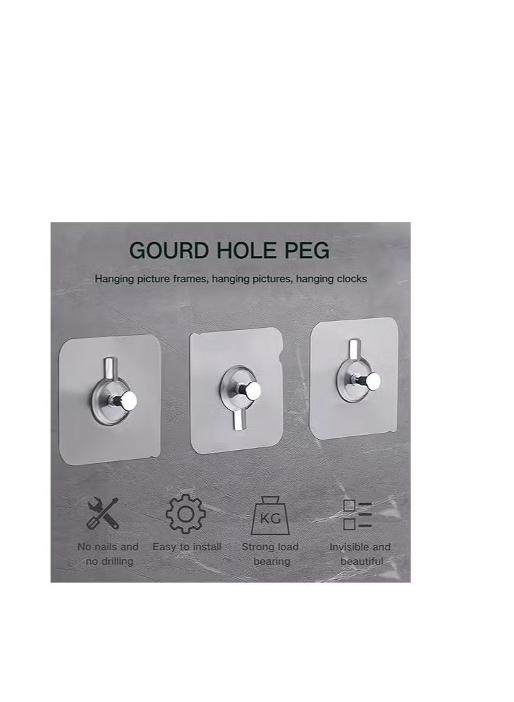 10 pcs Heavy Duty Wall Hooks Self Adhesive Hook Strong Nail Transparent Screw Holder Self Sticking Wall Hooks for Bathroom Kitchen Wall Hanging Ceiling Screw Net Length - Image 3