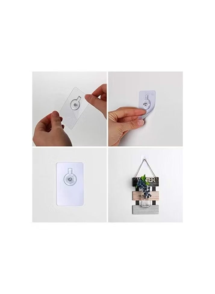 10 pcs Heavy Duty Wall Hooks Self Adhesive Hook Strong Nail Transparent Screw Holder Self Sticking Wall Hooks for Bathroom Kitchen Wall Hanging Ceiling Screw Net Length - Image 5