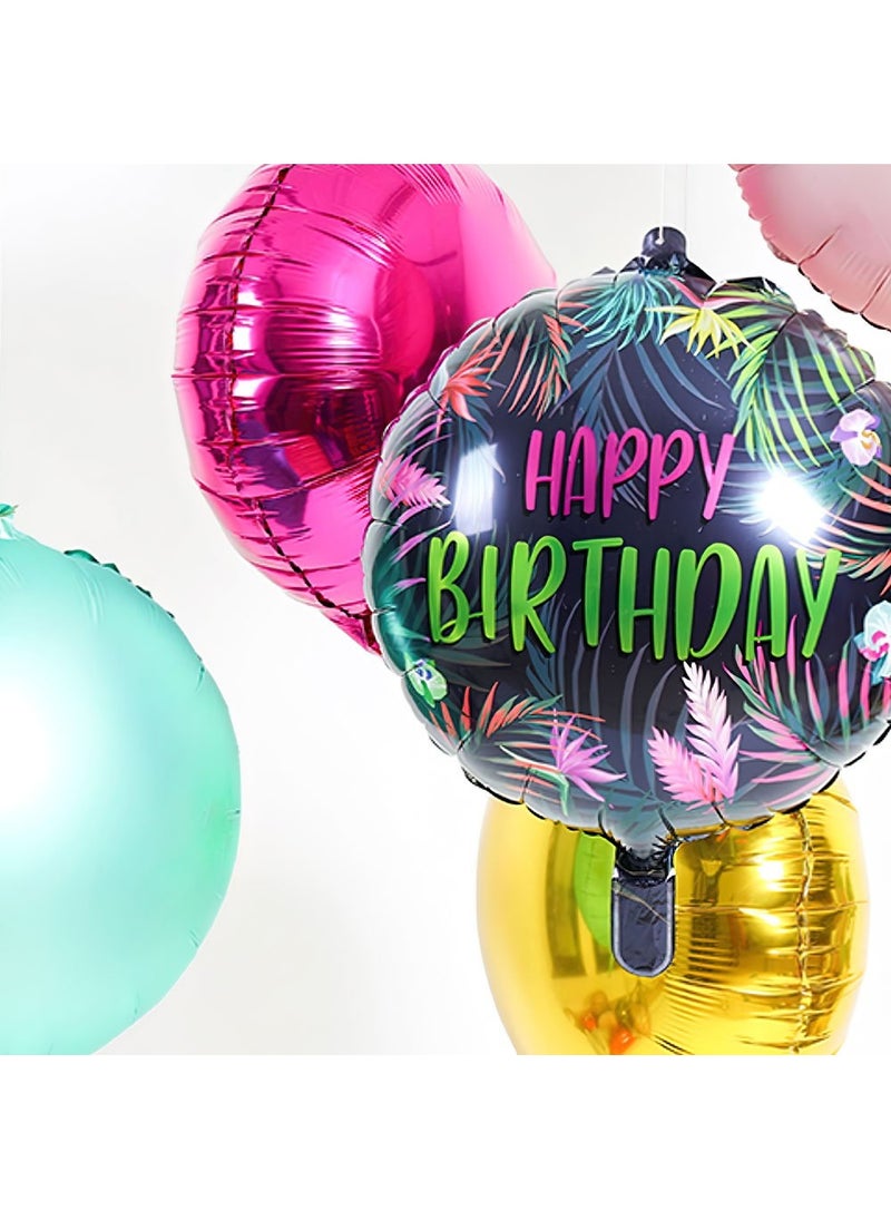 فولات بالون عيد ميلاد سعيد دائري من رقائق الألومنيوم باللون الأسود الاستوائي 45 سم - Image 2