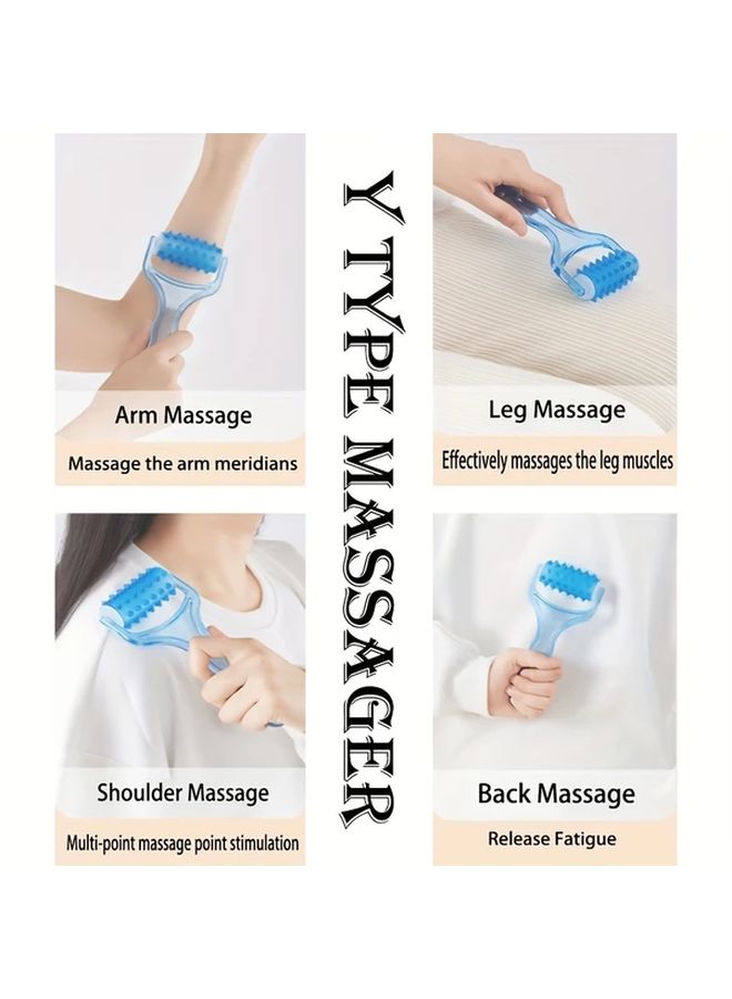 Blue Y Shaped Hand Held Massage Roller For Leg Slimming Yoga Back Arm Face Fascia Relaxing Effectively Relieve Fatigue And Discomfort - Image 5