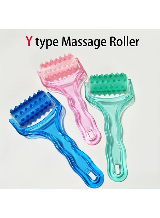 Blue Y Shaped Hand Held Massage Roller For Leg Slimming Yoga Back Arm Face Fascia Relaxing Effectively Relieve Fatigue And Discomfort - Image 1