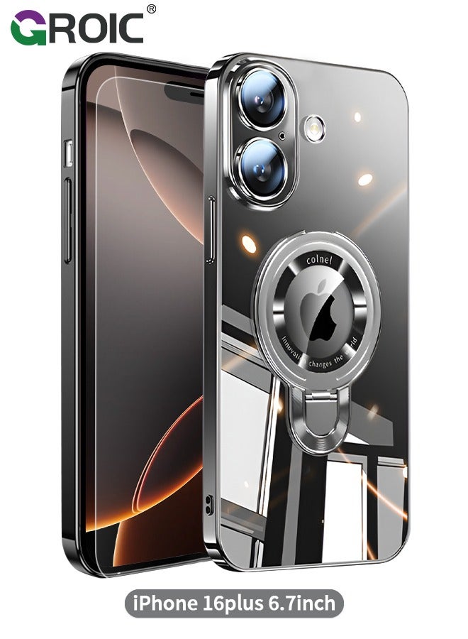 GROIC حافظة آيفون 16 بلس، حافظة هاتف آيفون 16 بلس مغناطيسية مع واقيات شاشة، متوافقة مع غطاء آيفون 16 بلس مغسيف، غلاف هاتف شفاف ضيق مضاد للصدمات لآيفون 16 بلس 6.7'' - Image 1