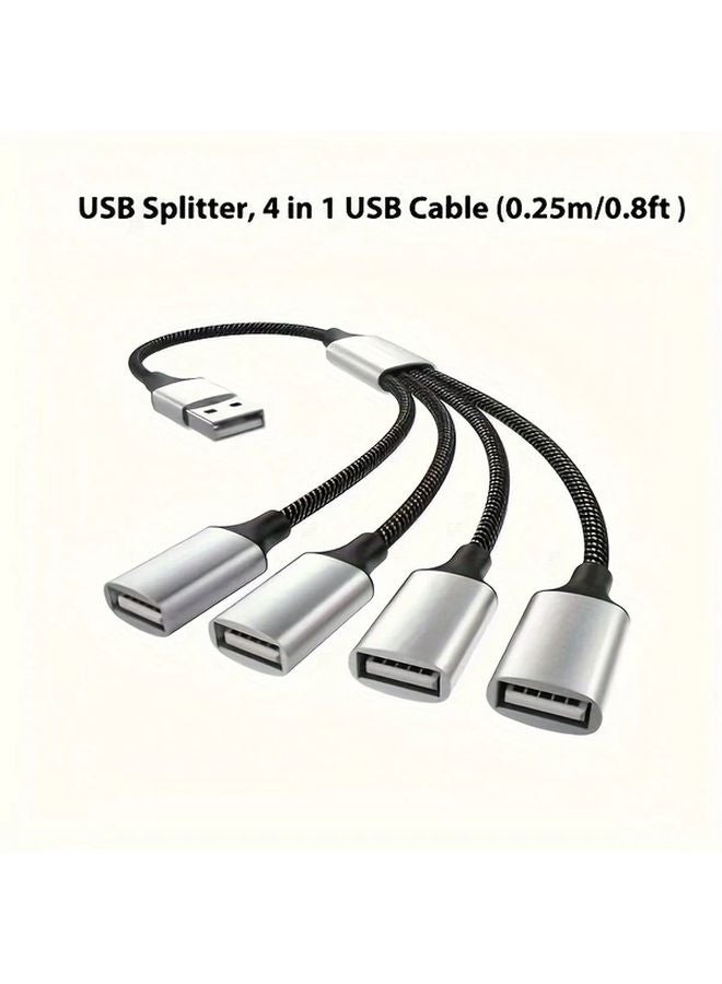 4 In 1 USB 2 0 Hub Splitter 1 Male To 4 Female Adapter 0 8ft For Data Transfer Charging - Image 4