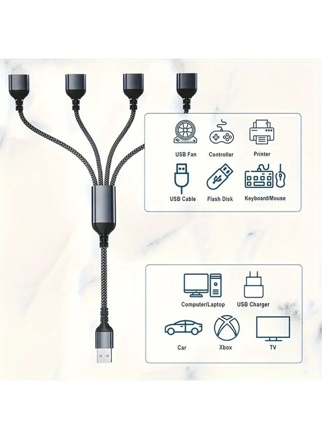 4 In 1 USB 2 0 Hub Splitter 1 Male To 4 Female Adapter 0 8ft For Data Transfer Charging - Image 5