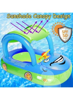 General Inflatable Baby Swimming Float, Inflatable Baby Pool Float Ring with Awning, Inflatable Swimming Float for 6-36 months old  - Image 2