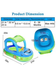 General Inflatable Baby Swimming Float, Inflatable Baby Pool Float Ring with Awning, Inflatable Swimming Float for 6-36 months old  - Image 4