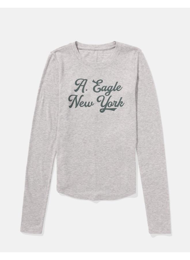 American Eagle AE Long-Sleeve Long & Lean Logo Graphic Thermal T-Shirt - Image 3