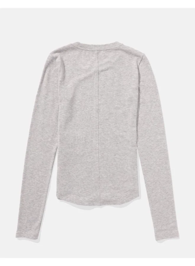 American Eagle AE Long-Sleeve Long & Lean Logo Graphic Thermal T-Shirt