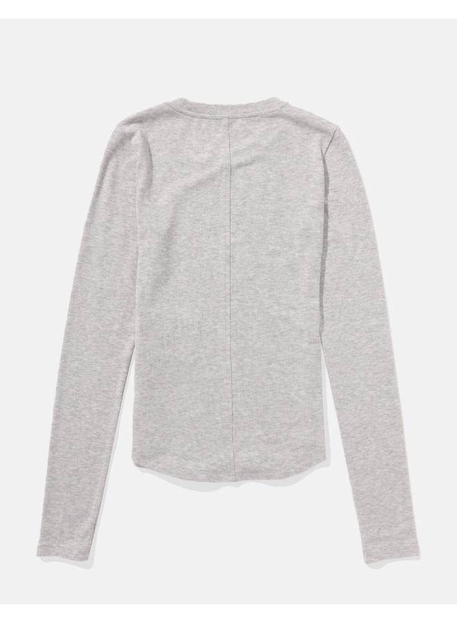 American Eagle AE Long-Sleeve Long & Lean Logo Graphic Thermal T-Shirt - Image 2