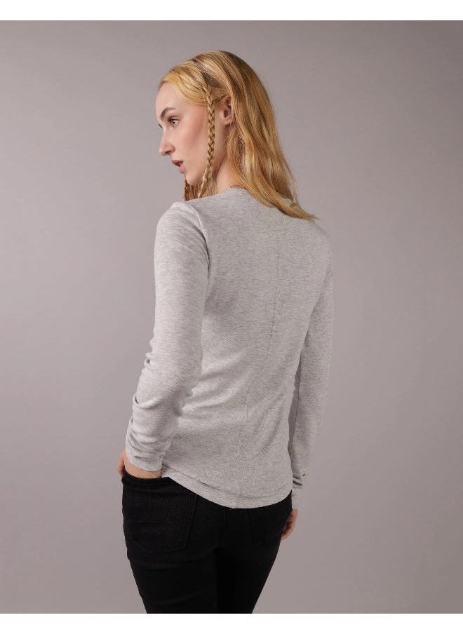 American Eagle AE Long-Sleeve Long & Lean Logo Graphic Thermal T-Shirt  - Image 2