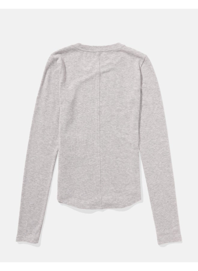 American Eagle AE Long-Sleeve Long & Lean Logo Graphic Thermal T-Shirt  - Image 4