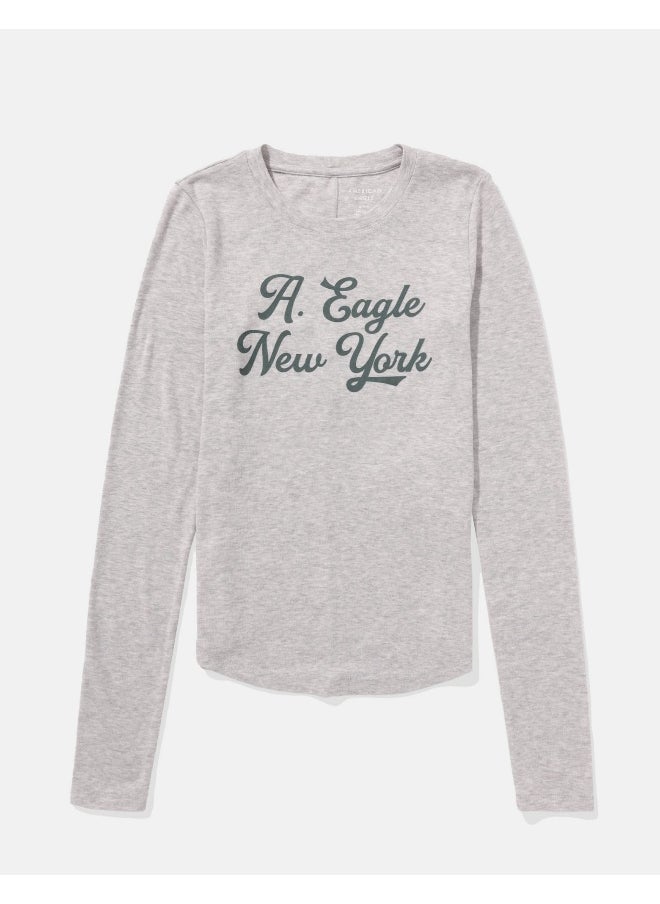 American Eagle AE Long-Sleeve Long & Lean Logo Graphic Thermal T-Shirt  - Image 3