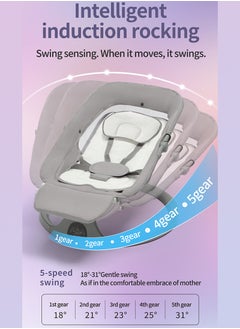 RuiHhome Electric Baby Swing for Infants - Adjustable Baby Rocker with Footrest, 5 Speeds, 8 Lullabies, Adapter & Battery Operated, Bluetooth Support, Remote Control, Ideal for Indoor & Outdoor Use, Gray  - Image 2