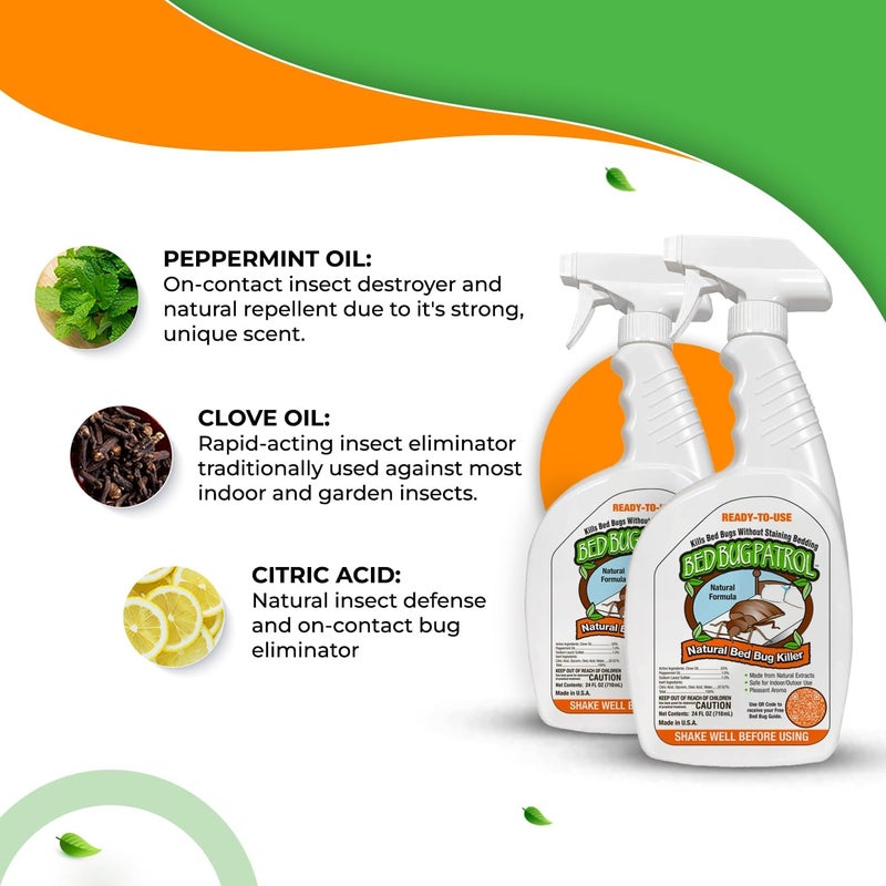 Bed Bug Patrol Natural Bed Bug Killer Spray, 24oz (1 Pack) - Child & Pet Friendly, Non-Toxic, Suitable for Home, Office, Vehicles, Mattresses & Furniture - Bug Spray Bed Bug Spray - Bug Bye - Image 2