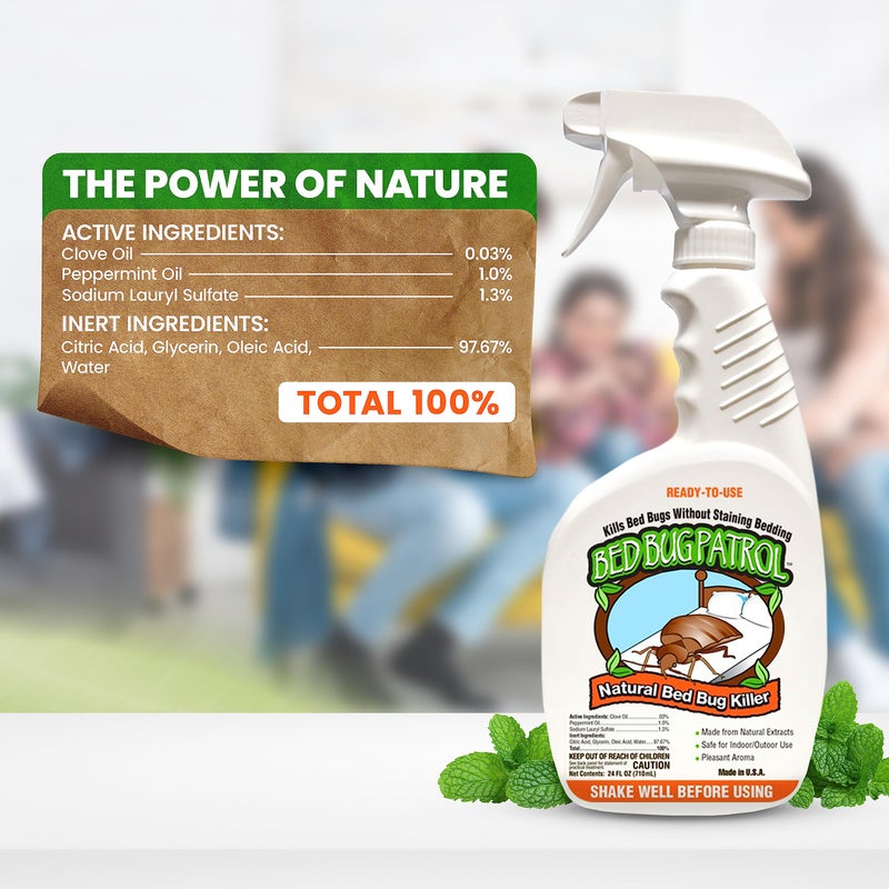 Bed Bug Patrol Natural Bed Bug Killer Spray, 24oz (1 Pack) - Child & Pet Friendly, Non-Toxic, Suitable for Home, Office, Vehicles, Mattresses & Furniture - Bug Spray Bed Bug Spray - Bug Bye - Image 4