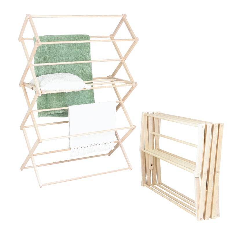 Pennsylvania Woodworks Pennsylvania Woodworks Clothes Drying Rack Solid Maple Hardwood Laundry Rack for Bedding Blankets Towels  More Heavy Duty Folding Drying Rack Made in USA No Assembly Needed Extra Large 