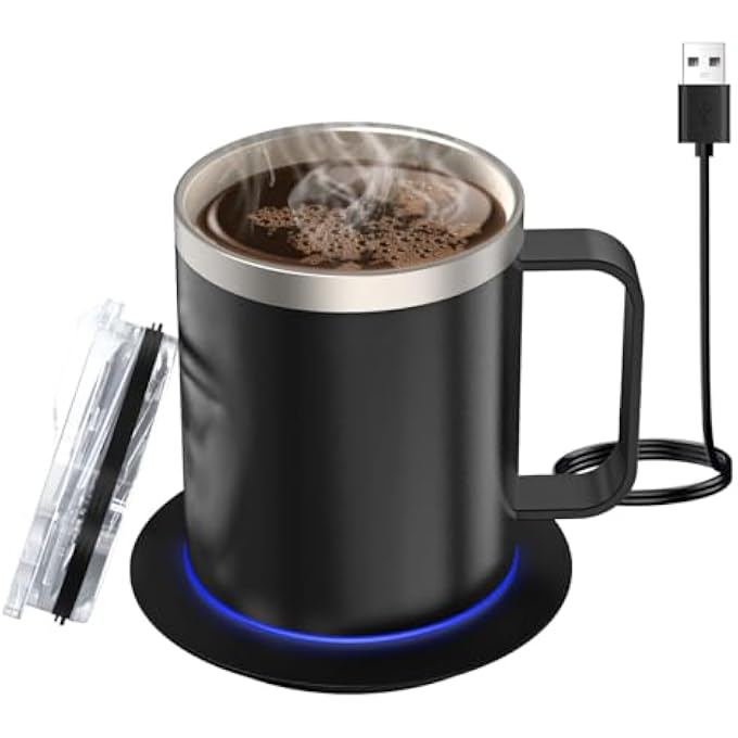 Irovami Coffee Mug Warmer With Cup And Lid Auto Heat 131149 Intelnt Constant Temperature 123Oz Double Layer Food Grade 304 Stainless Steel Beverage Cup Warmer Thermal Insulation For Desk Home Offic - Image 1