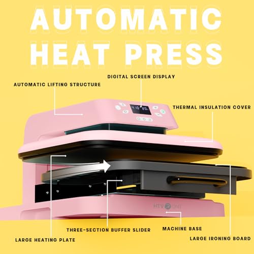 HTVRONT Auto Heat Press Machine for T Shirts - Heat Press 15x15 with Auto Release - Heats Up Fast & Heat Evenly, Professional Heat Press Machines for HTV, Sublimation, Heat Transfer Projects - Image 2
