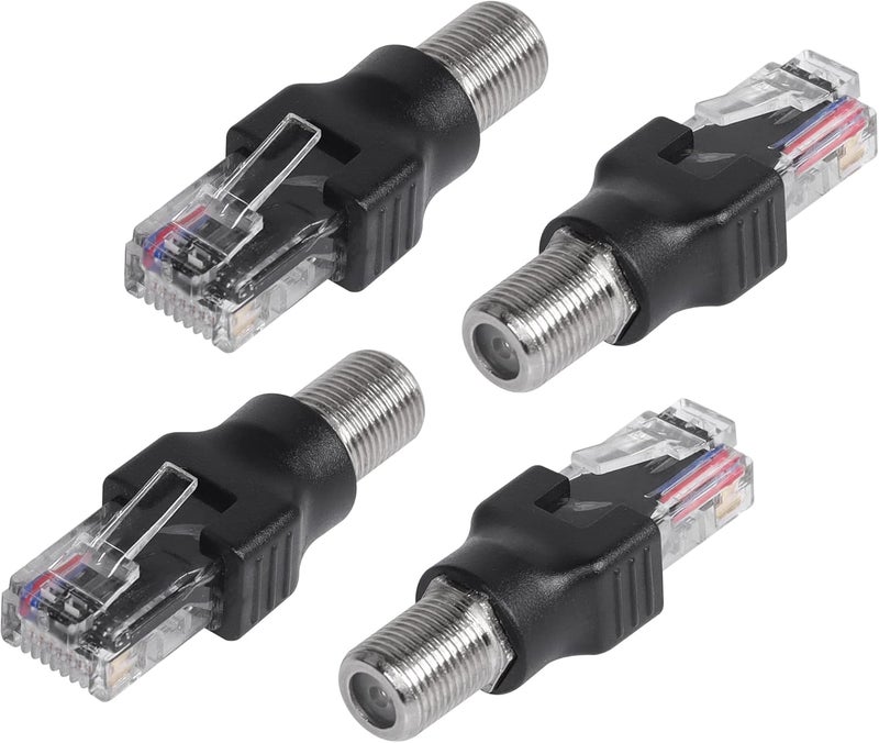 CERRXIAN 4PCS RF to RJ45 Coaxial Converter RF Female to RJ45 Male Coax Barrel Adapters for Line Tester - Image 1